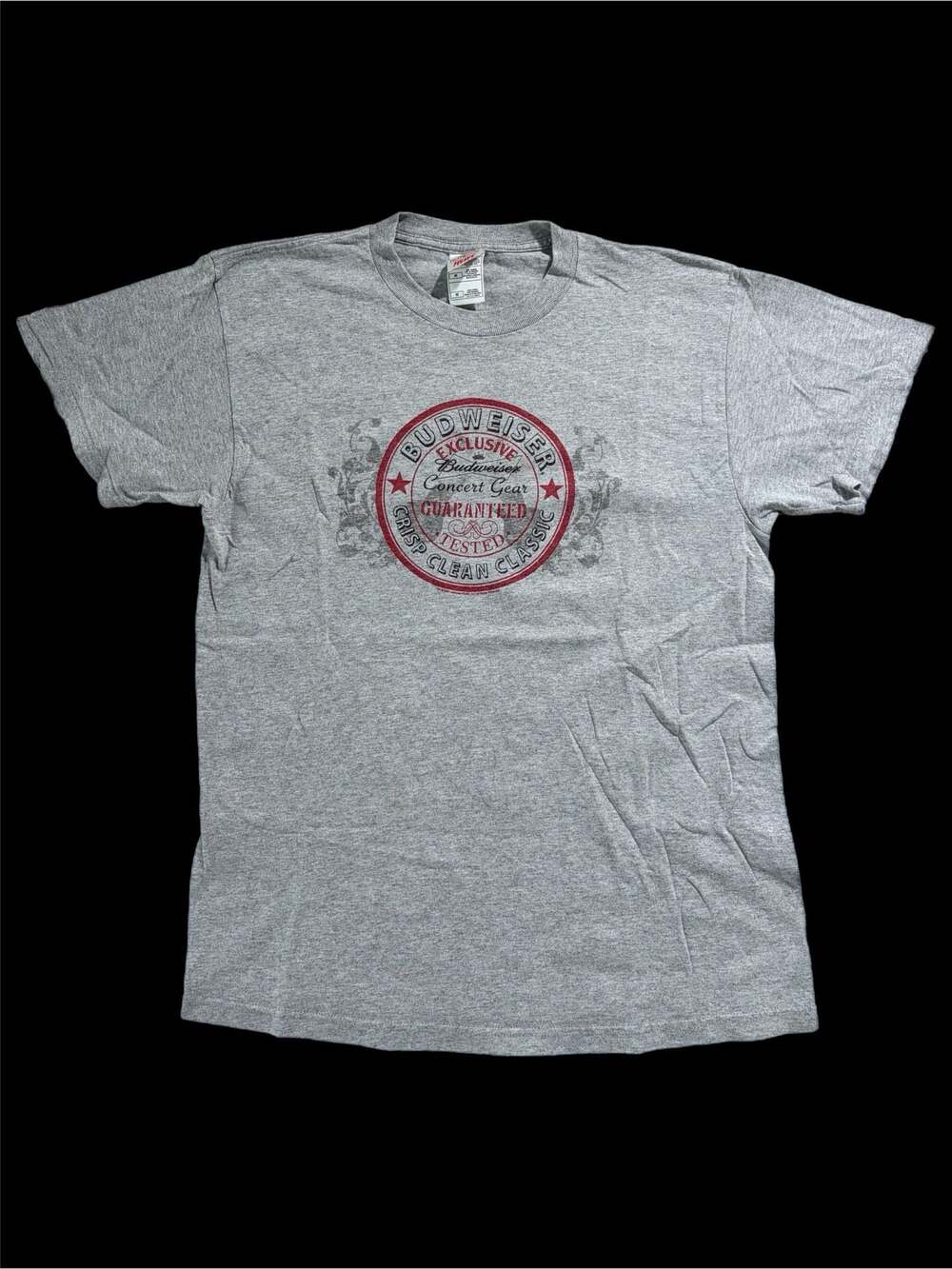 Vintage 2007 Budweiser Concert Gear Crisp Clean Classic T-Shirt Gray